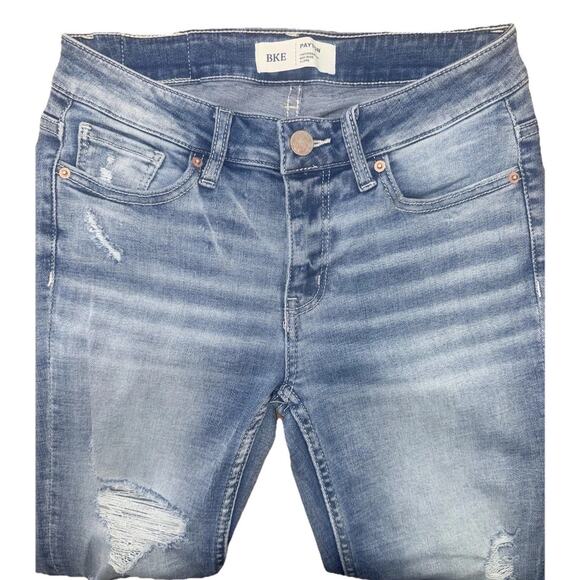 BKE Jeans Womens 24 X 31.5 Payton Mid Rise Universal Fit Flare Light Distressed - Picture 1 of 9